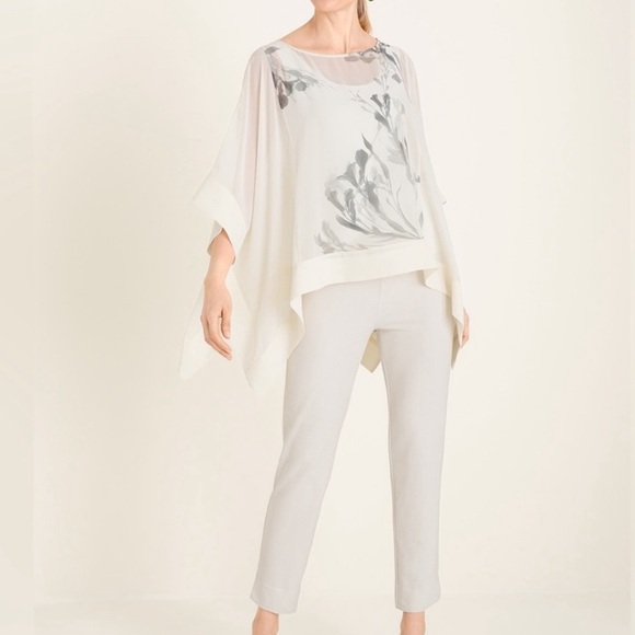 MarlaWynne | Chicos | Chiffon Dusty Pink | Lace Poncho | Size XS - Picture 6 of 7